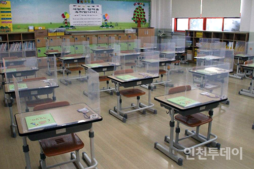 '거리두기' 교실 모습.