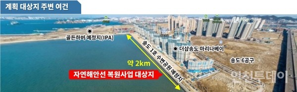 송도 자연해안선 복원사업 대상지.(사진제공 인천시)