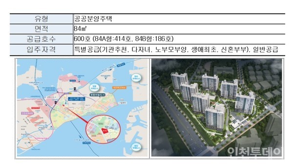 LH가 인천 중구 운서동 3084-1번지 일대에 공공분양주택 600호를 공급한다.