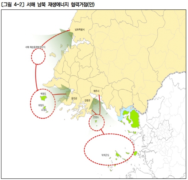 인천연구원이 제시한 서해 남북 재생에너지 협력거점(안)