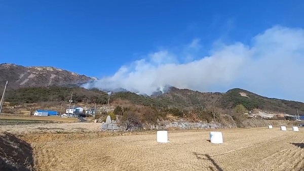 26일 인천 강화도 마니산에서 화재가 발생했다.(사진제공 인천소방본부)