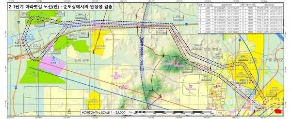 경인아라뱃길 UAM 실증노선 항공지도.(자료제공 국토교통부)
