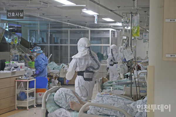 인천의료원 중환자실 모습. 지금은 코로나19 중증 환자 전담 병상으로 사용하고 있다.