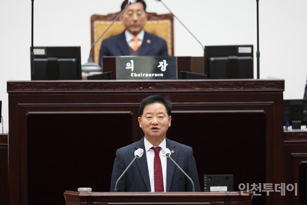 김종배 인천시의원이 5분발언하고 있다.(사진제공 인천시의회)
