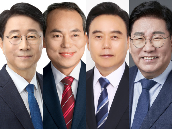 왼쪽부터 민주 조정식, 국힘 김윤식, 새미래 김상욱, 무소속 김봉호 예비후보.