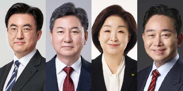 왼쪽부터 민주 김성회, 국힘 한창섭, 녹색정의당 심상정, 무소속 김성남 후보.