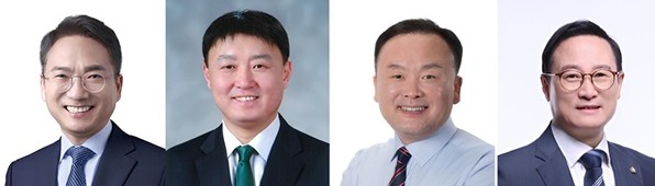 왼쪽부터 민주당 박선원, 국민의힘 이현웅, 녹색정의당 김응호, 새로운미래 홍영표 후보.