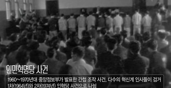 2차 인혁당 사건 당시 재판현장 모습 (사진출처 KBS 대구 뉴스)