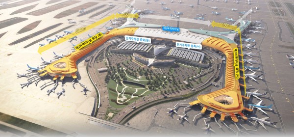 인천국제공항 제2여객터미널 4단계 확장지역 설명 조감도.(자료제공 인천공항공사)
