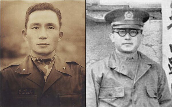 1957년 6군단 부군단장_시절 박정희(오른쪽)와 1949년 지리산지구 전투사령관 정일권(위키피디아)