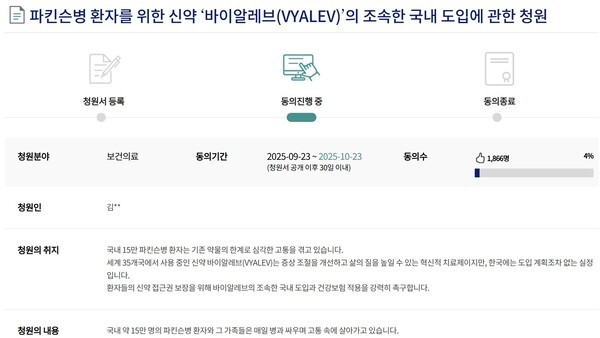 파킨슨병 신약 '바이알레브' 국내 도입 논의 본격화 - 뉴스 썸네일 이미지