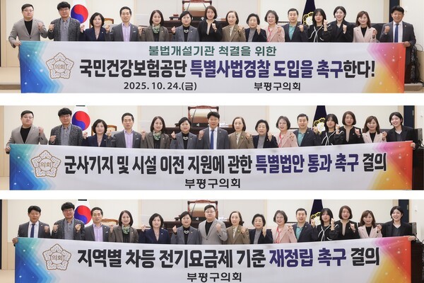 인천 부평구의회가 지난 24일 열린 제272회 임시회 2차 본회의에서 결의안 3건을 의결했다.(사진제공 부평구의회)