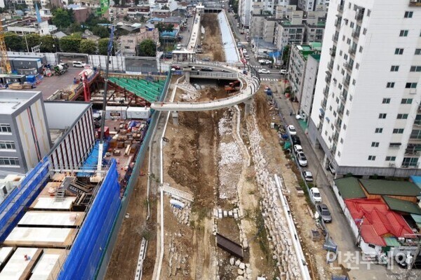 지난 10월 촬영한 굴포천 생태하천 복원사업 현장.