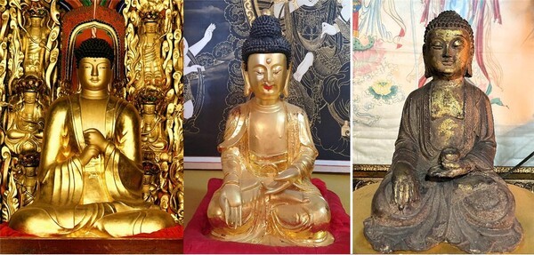 왼쪽 상주 남장사 철불(출처: 국가유산포털). 가운데 양평 상원사 철불(출처: 국가유산포털). 오른쪽 용수사 철불.