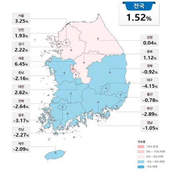 2024년 공동주택 공시가격 지역별 현황. (사진출처 국토교통부)