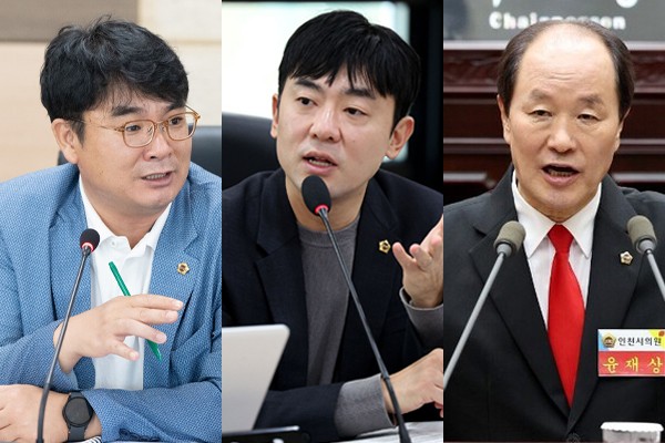 왼쪽부터 인천시의회 무소속 조현영 의원, 국민의힘 신성영 의원, 국민의힘 윤재상 의원. 