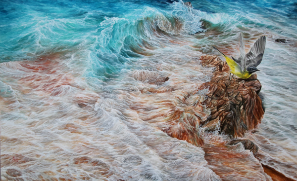 송해석 작가의 작품 '파도Ⅳ(휴식하듯 노랑새)'